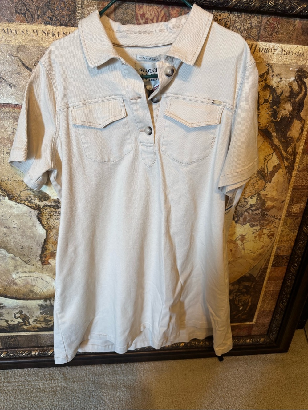 Scotch & Soda Short-Sleeve Polo Shirt - Cream dress